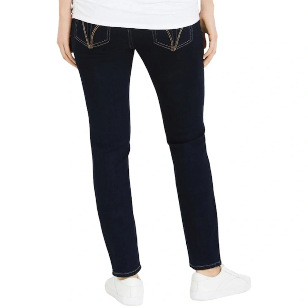 Indigo Blue Maternity Secret Fit Belly Jeans Size SP Skinny Leg Dark Wash Blue - Picture 3 of 14